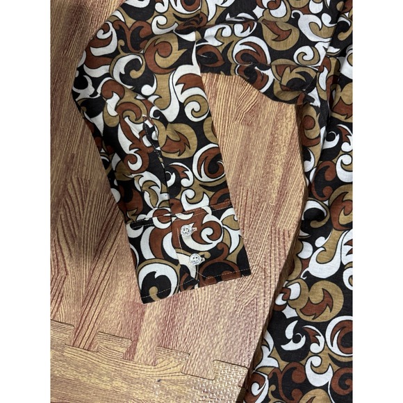 Vtg Contour Knit National Shirt Shops Brown and Black Paisley Shirt Women's L - Picture 3 of 16